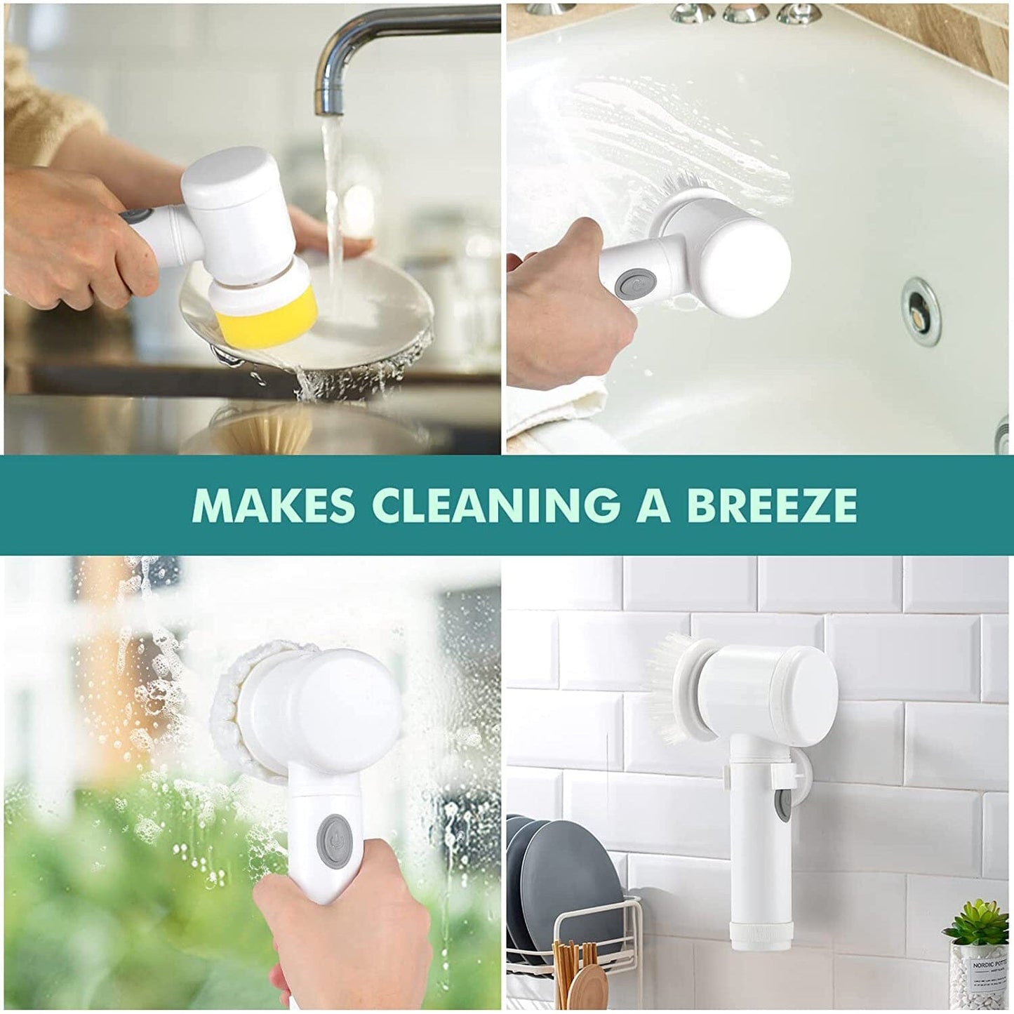 Electric Spin Scrubber Electric Cleaning Brush with 3 Brush Heads